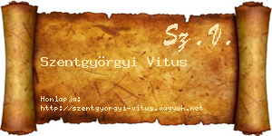 Szentgyörgyi Vitus névjegykártya